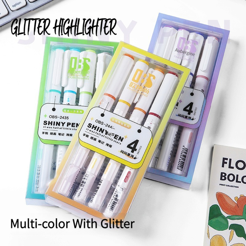 4 farben/Set Glitter Textmarke – Highlighter Set Pastel Bewertung und Preis